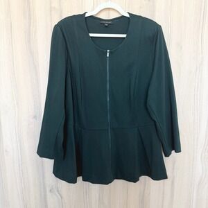 Lane Bryant Womens‎ Jacket Size 24 Green Zip Front Peplum Office Classic Chic